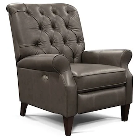 All Leather Push Back Recliner with Tufted Back